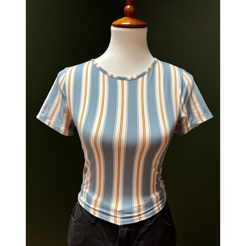 Live In The Moment Striped Short Sleeve Top Women's XS